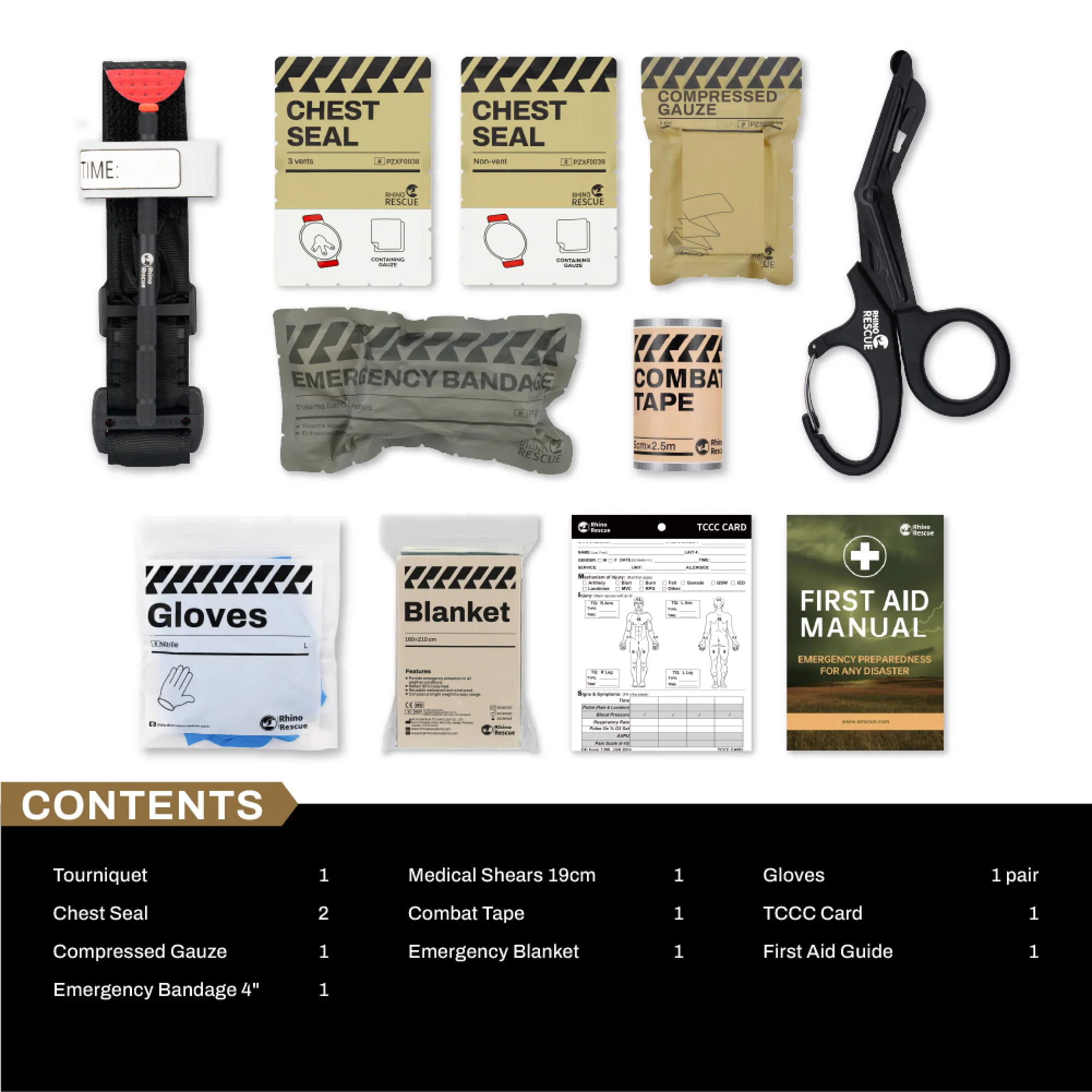 CMS IFAK MINI Trauma Kit Rhino Rescue® Tourniquet & Chest Seal, MOLLE Pouch for Camp,Hike,Hunt - Image 8