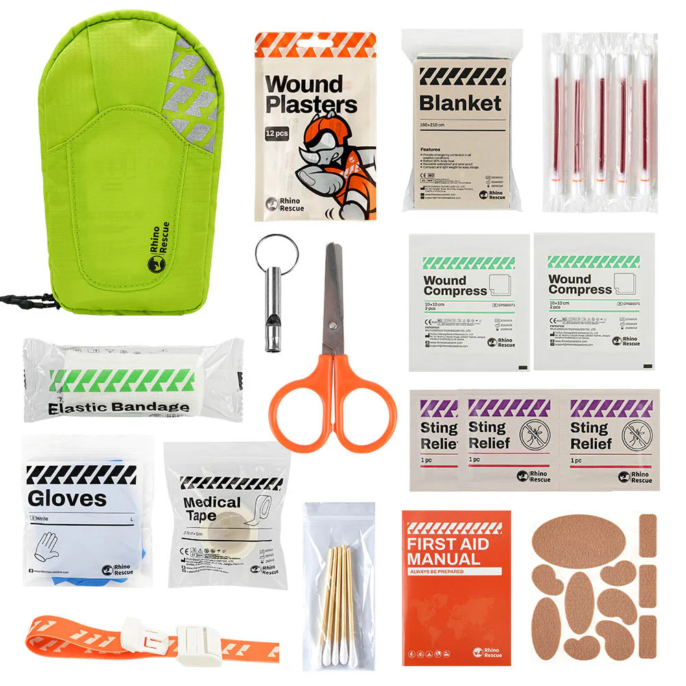Outdoor Hiking First Aid Kit A Version Fluorescent Green - Rhino Rescue™ Survival First Aid Kits & Supplies Outdoor Hiking First Aid Kit A Version Fluorescent Green - FDA CE Approved - Image 11