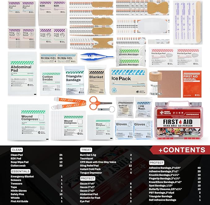 All-Purpose First Aid Kit 266/350 pc, Quick-Tilt Shelves Medical Box for Family, School & Outdoor - Image 10