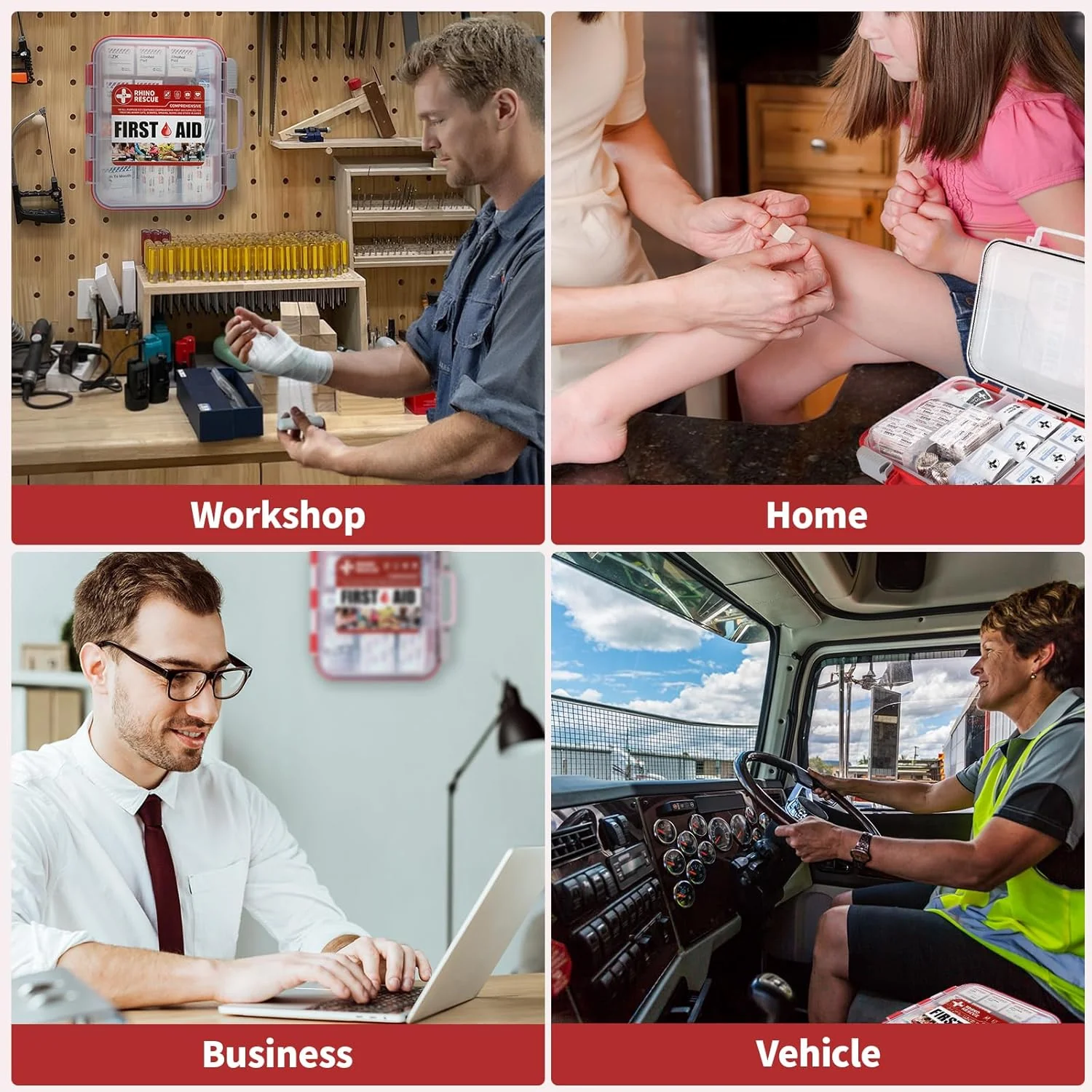 All-Purpose First Aid Kit 266/350 pc, Quick-Tilt Shelves Medical Box for Family, School & Outdoor - Image 16