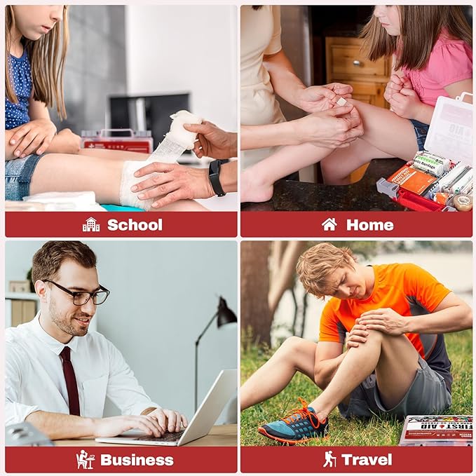 All-Purpose First Aid Kit 266/350 pc, Quick-Tilt Shelves Medical Box for Family, School & Outdoor - Image 7